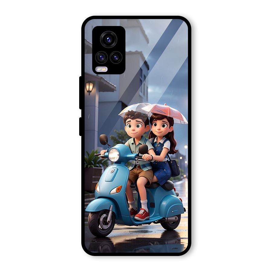 Cute Teen Scooter Glass Back Case for Vivo V20