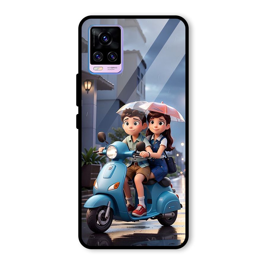 Cute Teen Scooter Glass Back Case for Vivo V20 Pro