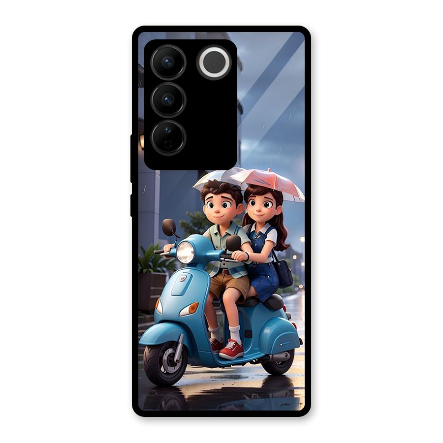 Cute Teen Scooter Glass Back Case for Vivo V27