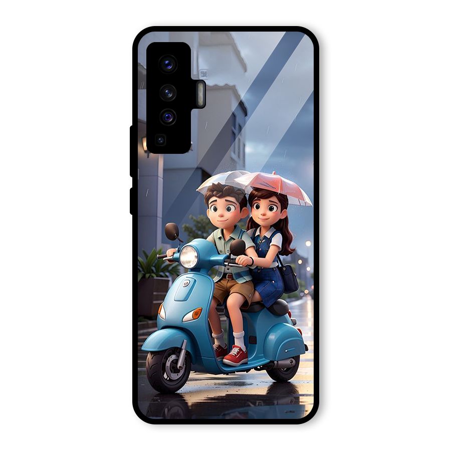 Cute Teen Scooter Glass Back Case for Vivo X50