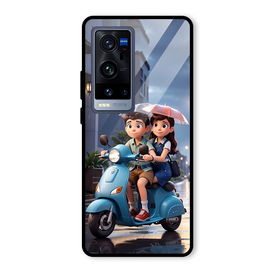 Cute Teen Scooter Glass Back Case for Vivo X60 Pro Plus