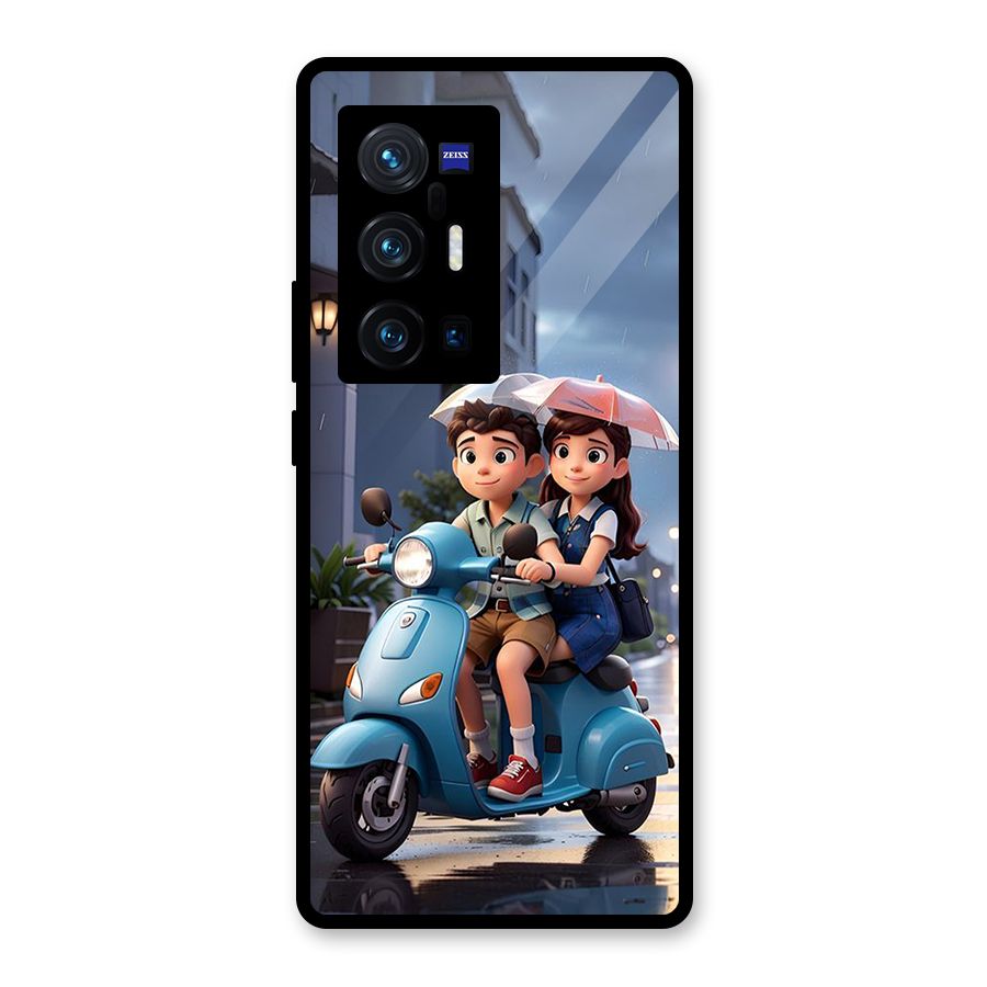 Cute Teen Scooter Glass Back Case for Vivo X70 Pro Plus