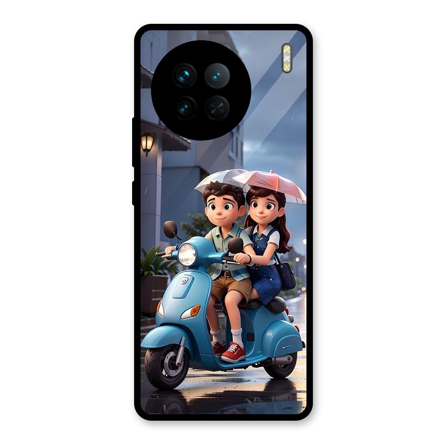 Cute Teen Scooter Glass Back Case for Vivo X90