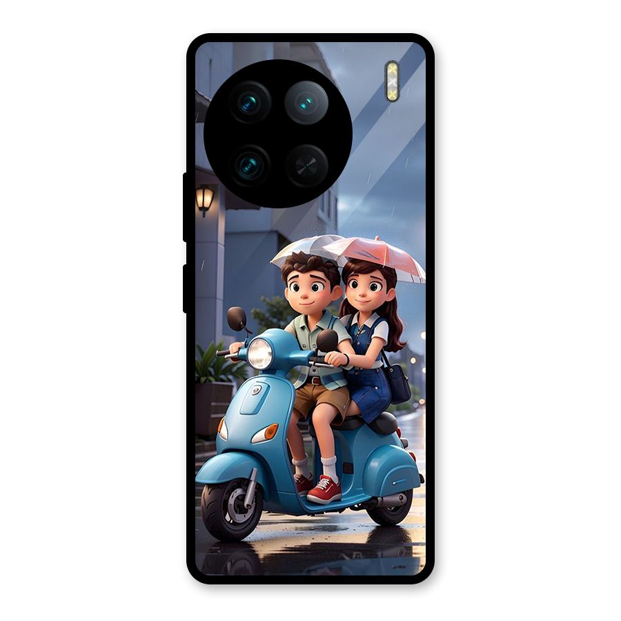 Cute Teen Scooter Glass Back Case for Vivo X90 Pro