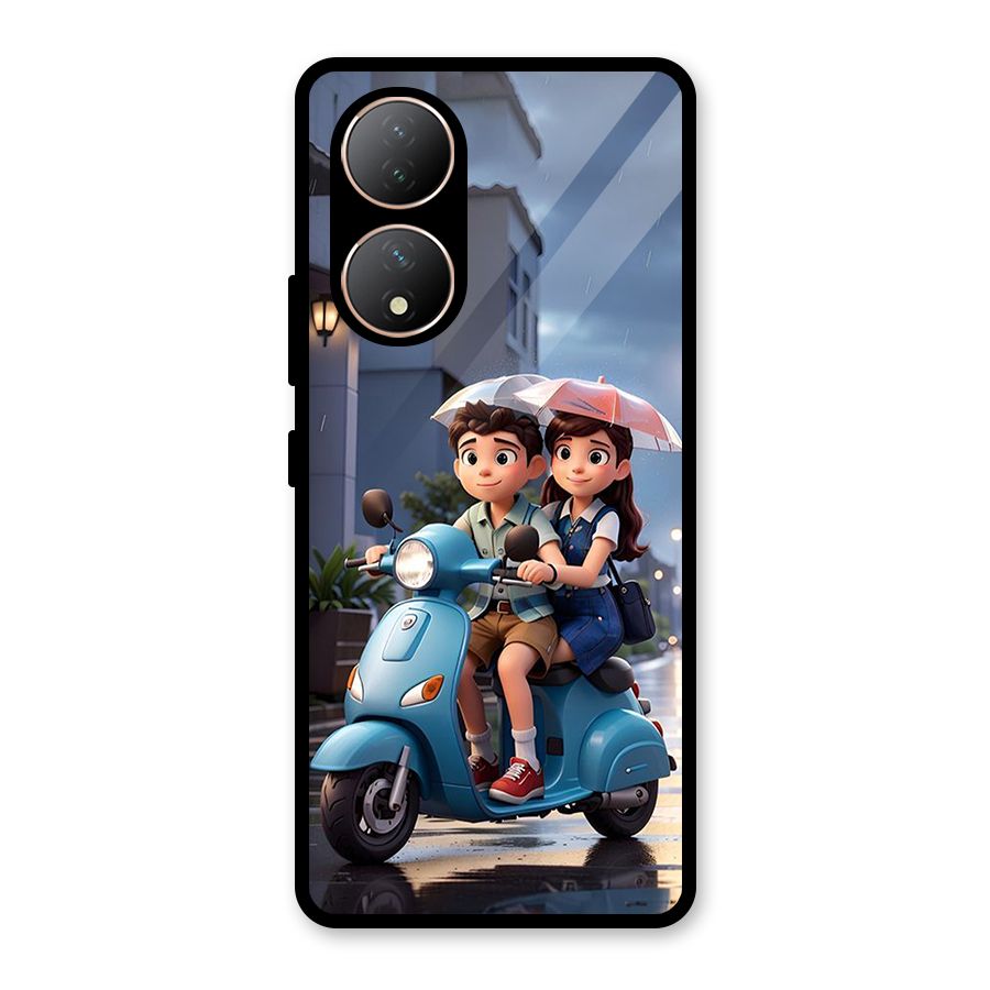 Cute Teen Scooter Glass Back Case for Vivo Y100A