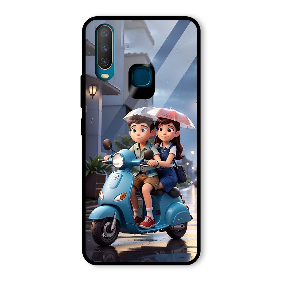 Cute Teen Scooter Glass Back Case for Vivo Y15
