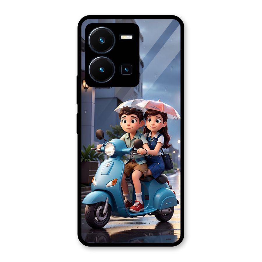 Cute Teen Scooter Glass Back Case for Vivo Y35