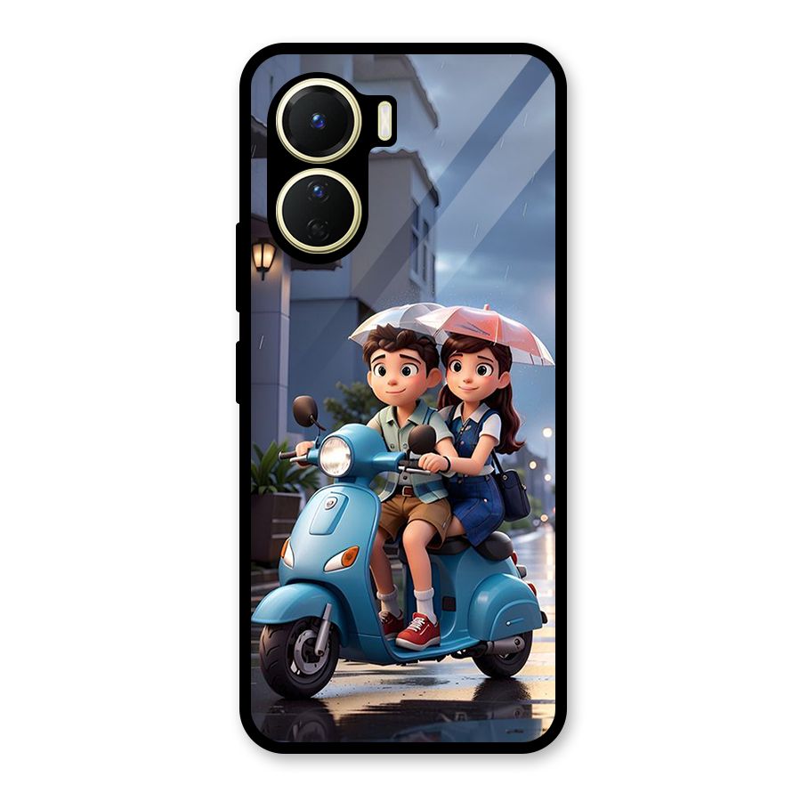 Cute Teen Scooter Glass Back Case for Vivo Y56