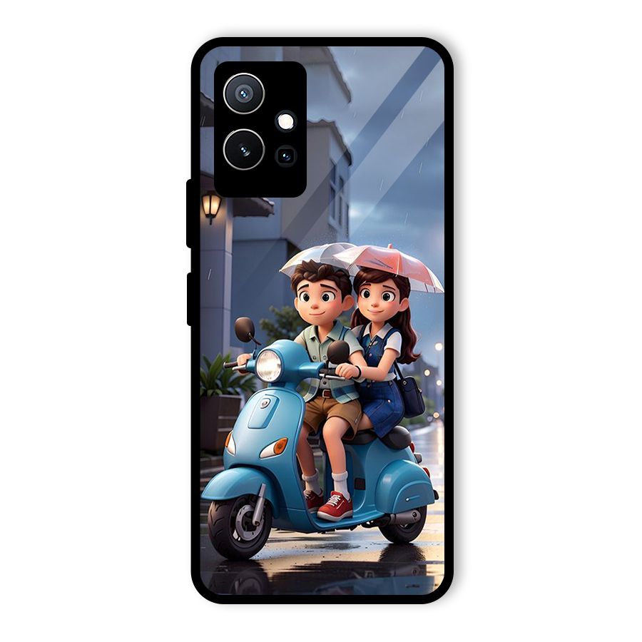 Cute Teen Scooter Glass Back Case for Vivo Y75 5G
