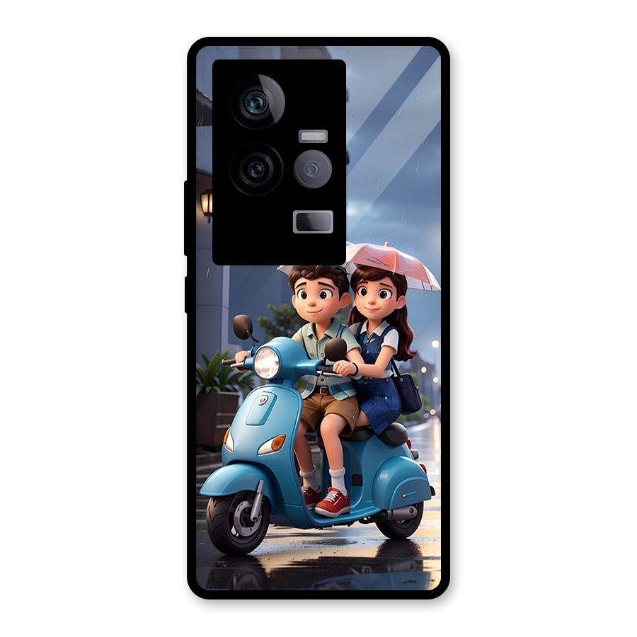 Cute Teen Scooter Glass Back Case for Vivo iQOO 11 5G