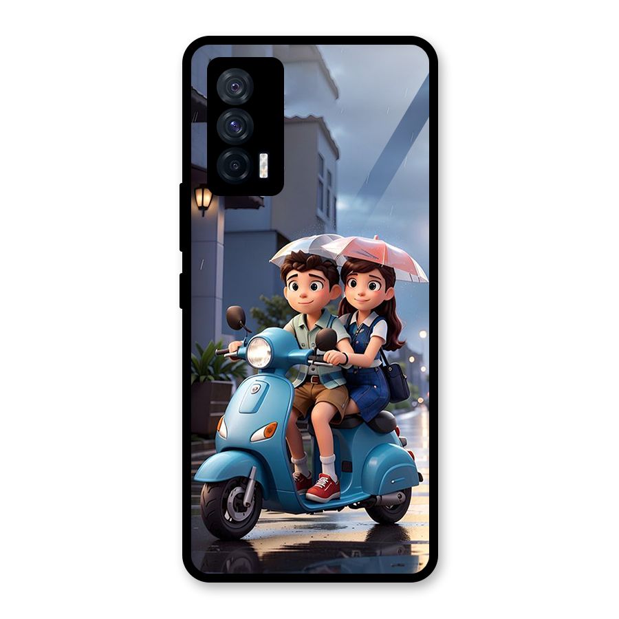 Cute Teen Scooter Glass Back Case for Vivo iQOO 7 5G