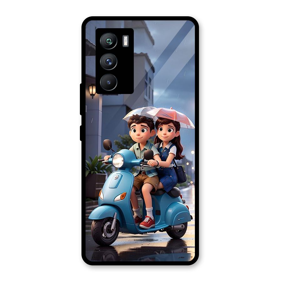 Cute Teen Scooter Glass Back Case for Vivo iQOO 9 SE