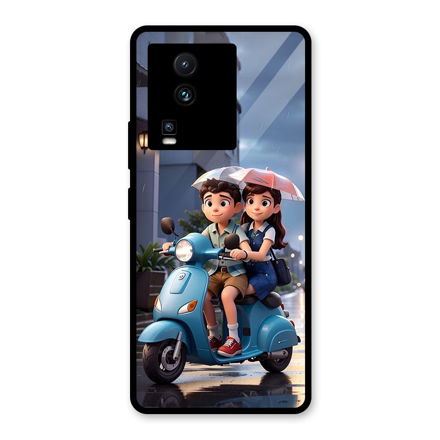 Cute Teen Scooter Glass Back Case for Vivo iQOO Neo 7