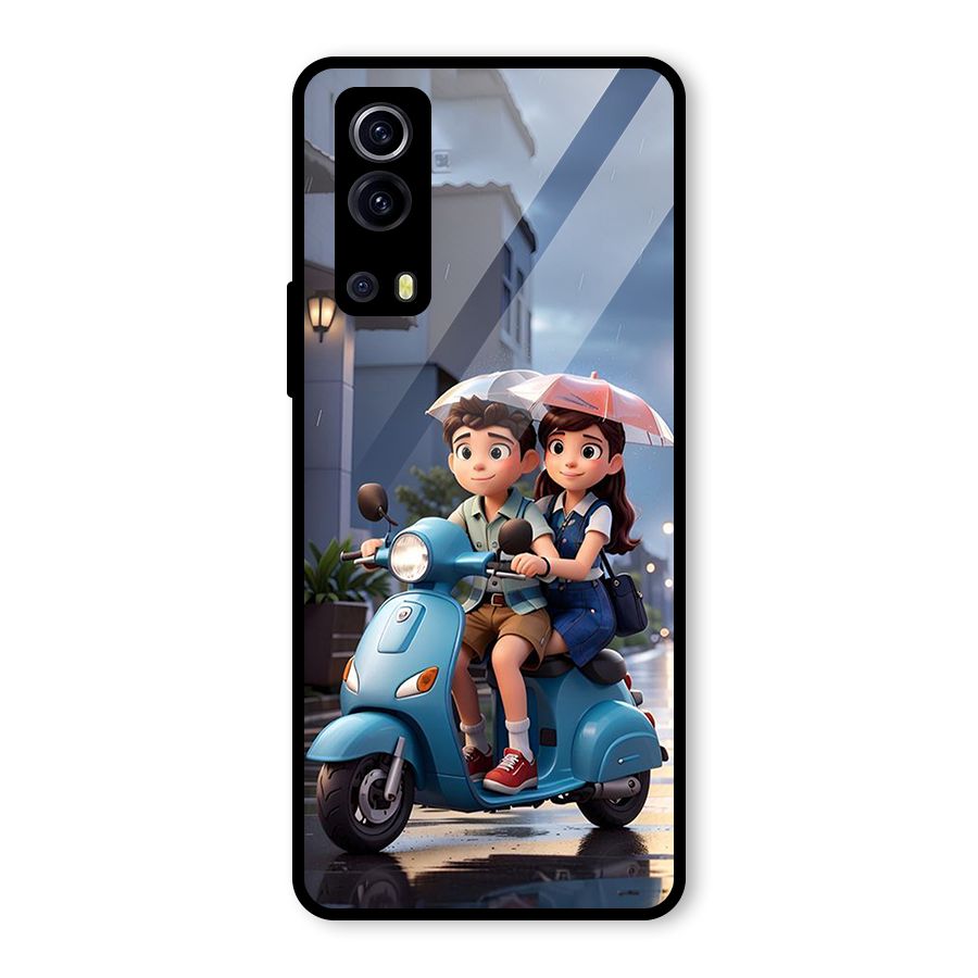Cute Teen Scooter Glass Back Case for Vivo iQOO Z3