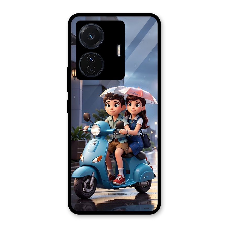 Cute Teen Scooter Glass Back Case for Vivo iQOO Z6 Pro
