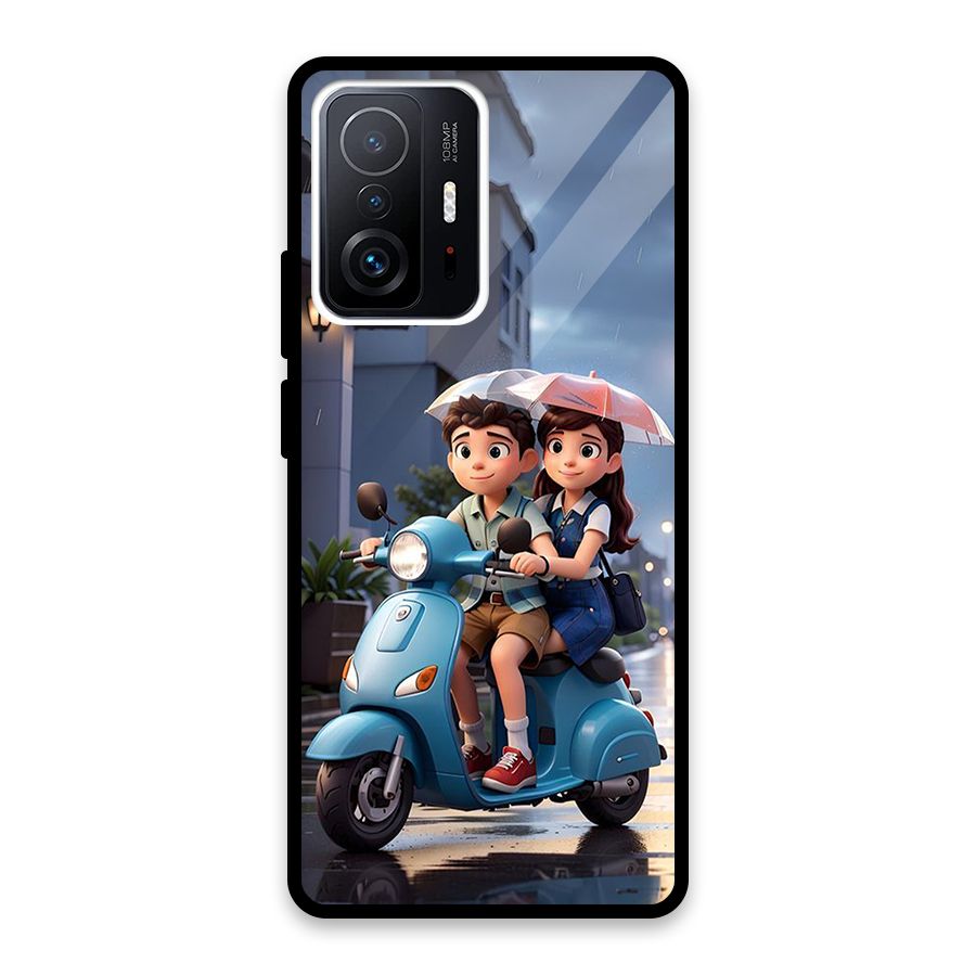 Cute Teen Scooter Glass Back Case for Xiaomi 11T Pro