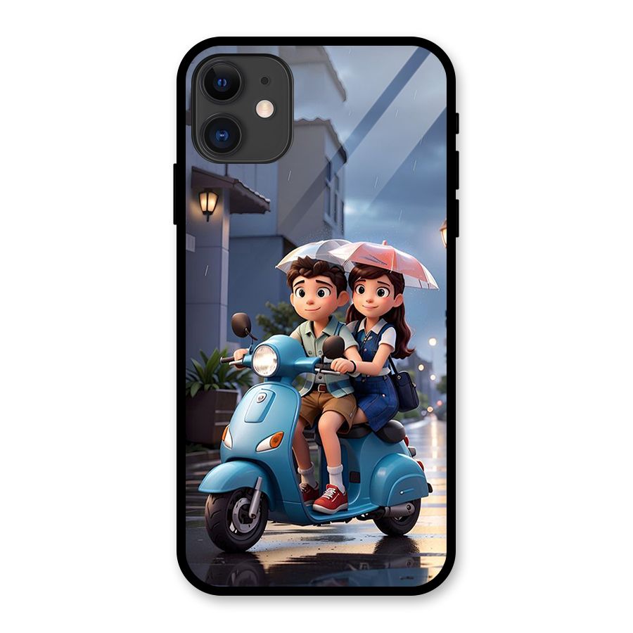 Cute Teen Scooter Glass Back Case for iPhone 11