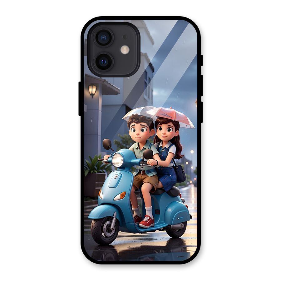 Cute Teen Scooter Glass Back Case for iPhone 12