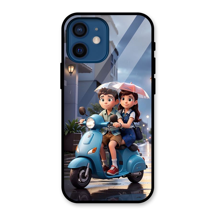 Cute Teen Scooter Glass Back Case for iPhone 12 Mini