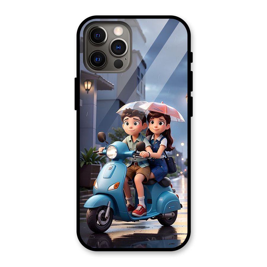 Cute Teen Scooter Glass Back Case for iPhone 12 Pro