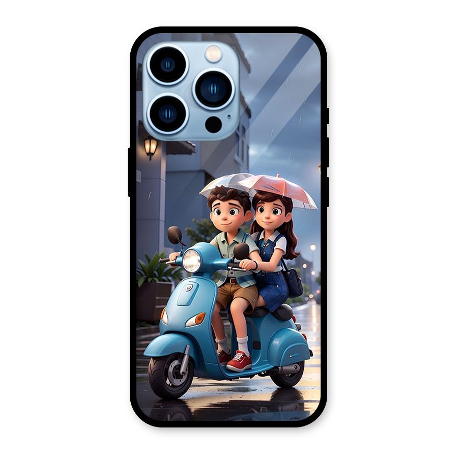 Cute Teen Scooter Glass Back Case for iPhone 13 Pro