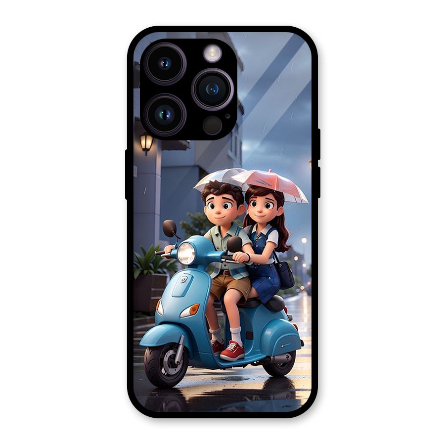 Cute Teen Scooter Glass Back Case for iPhone 14 Pro