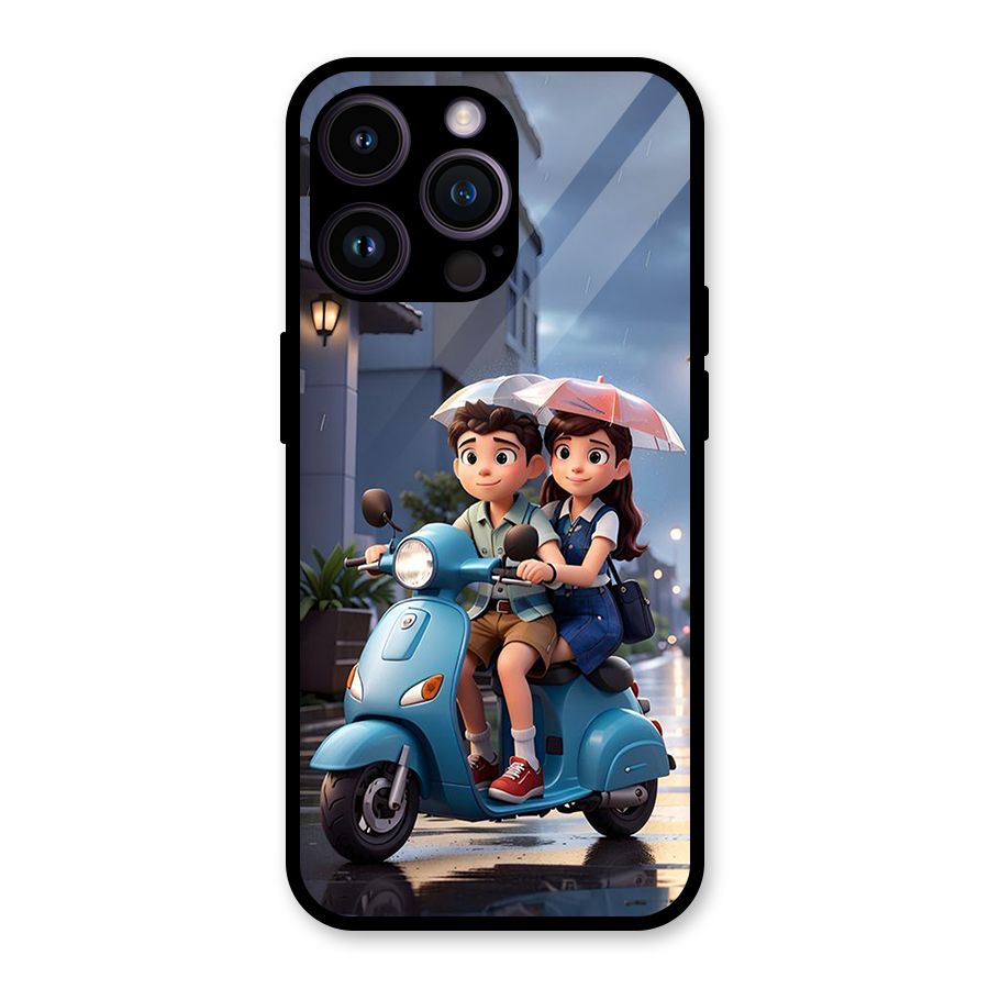 Cute Teen Scooter Glass Back Case for iPhone 14 Pro Max