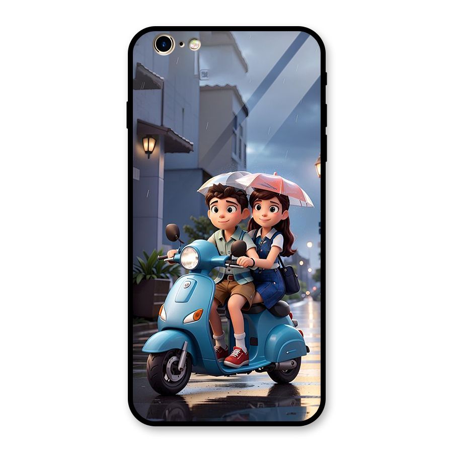 Cute Teen Scooter Glass Back Case for iPhone 6 Plus 6S Plus