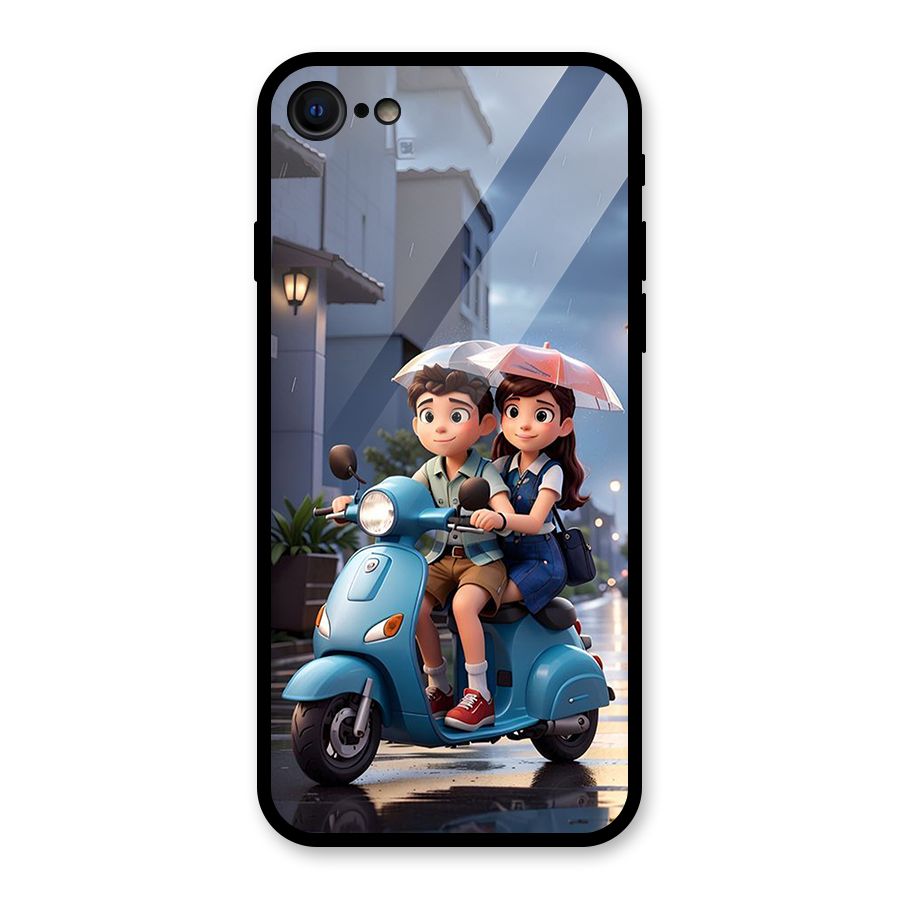 Cute Teen Scooter Glass Back Case for iPhone 7