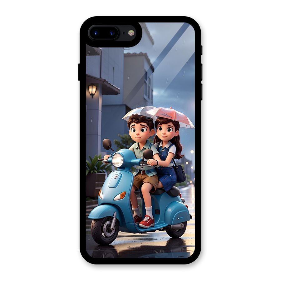 Cute Teen Scooter Glass Back Case for iPhone 7 Plus