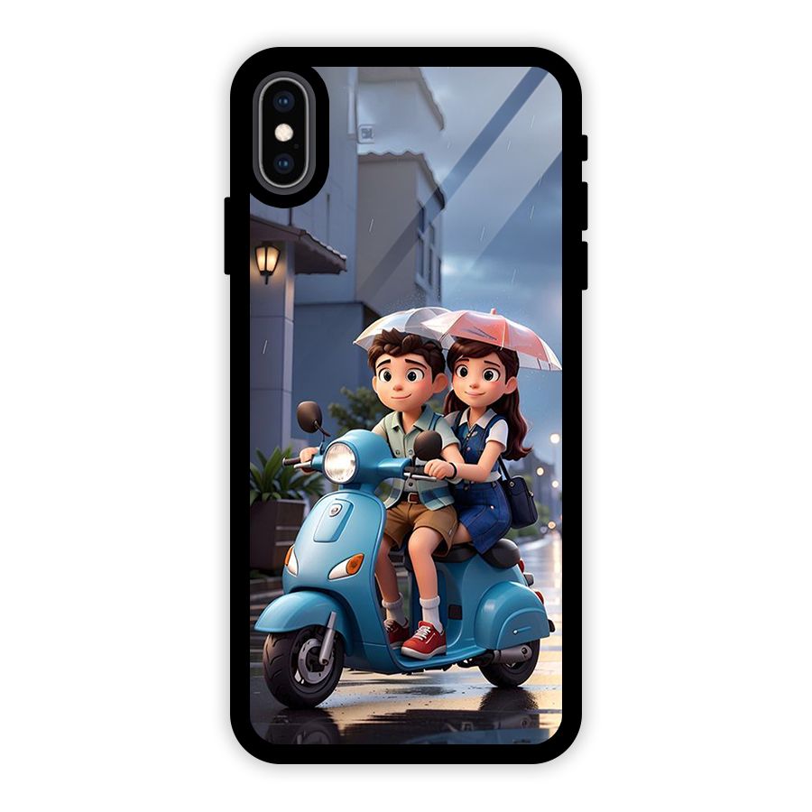 Cute Teen Scooter Glass Back Case for iPhone XS Max