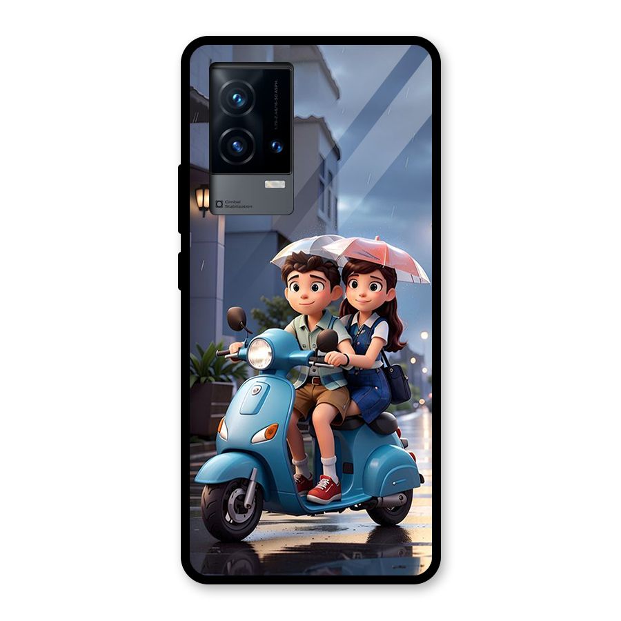 Cute Teen Scooter Glass Back Case for iQOO 9 5G