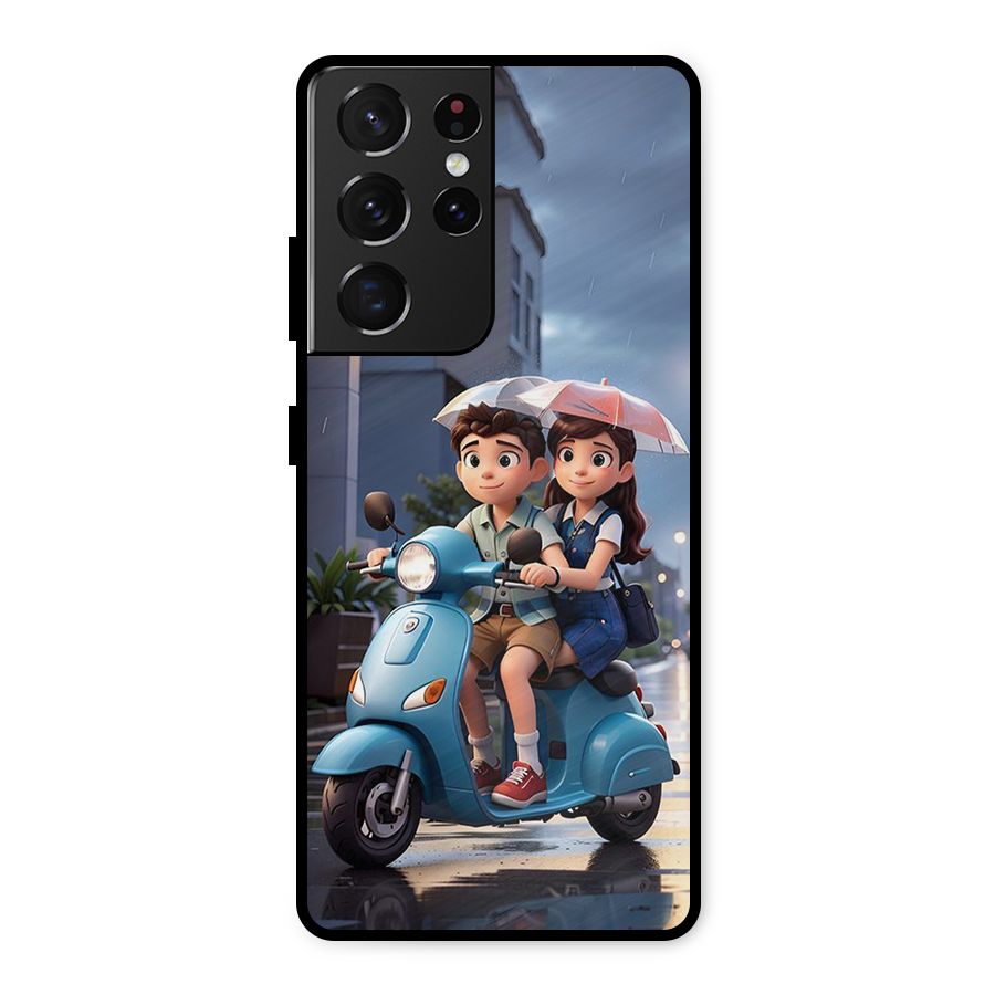 Cute Teen Scooter Metal Back Case for Galaxy S21 Ultra 5G