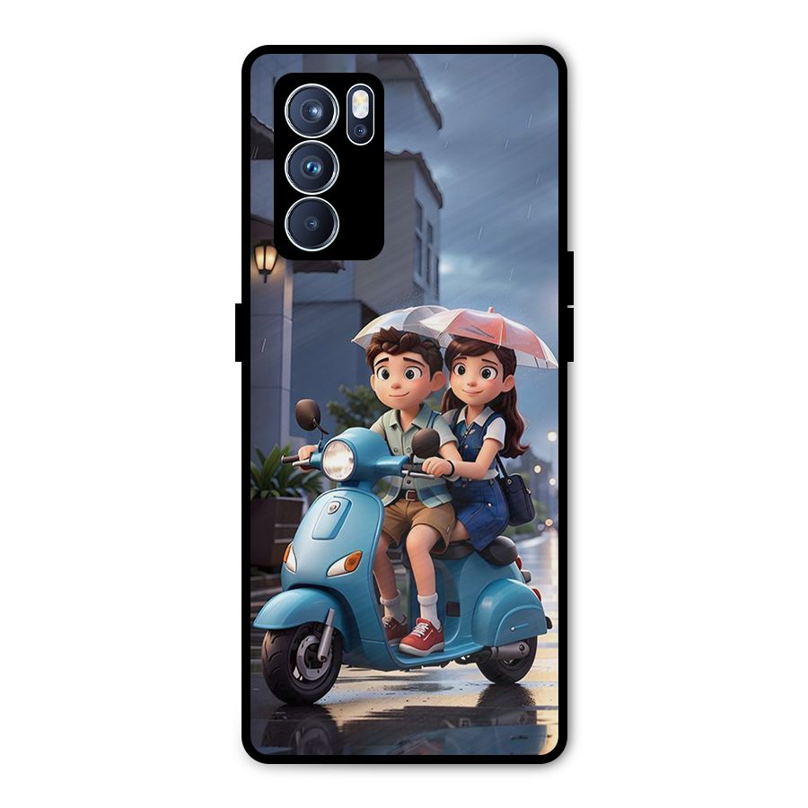 Cute Teen Scooter Metal Back Case for Oppo Reno6 Pro 5G