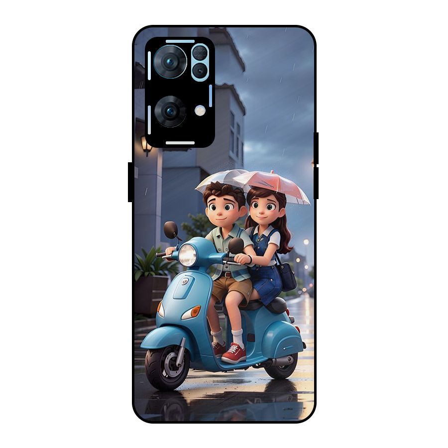 Cute Teen Scooter Metal Back Case for Oppo Reno7 Pro 5G