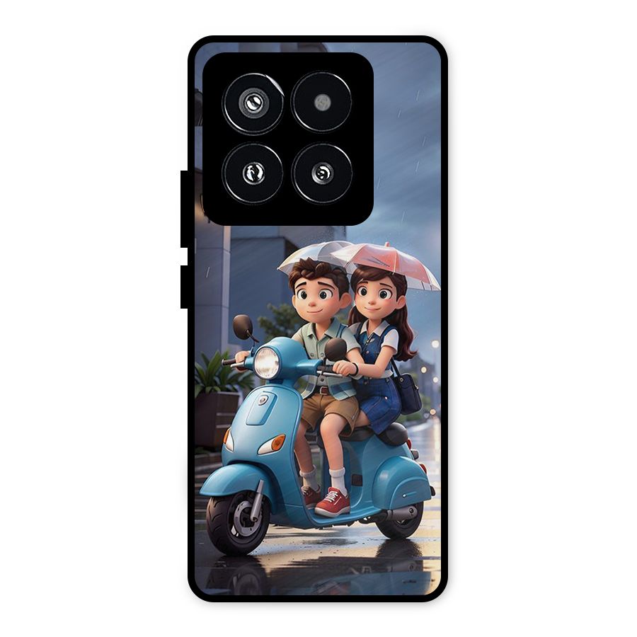Cute Teen Scooter Metal Back Case for Xiaomi 14 Pro