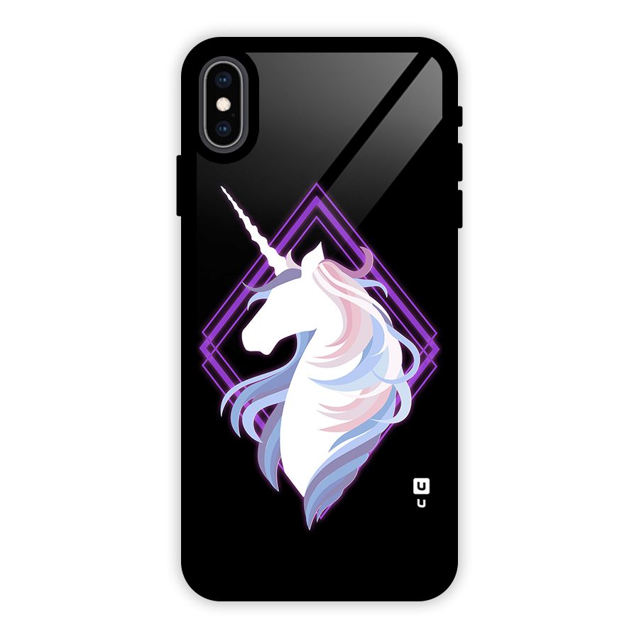 Cute Unicorn Illustration Glass Back Case for iPhone XS Max