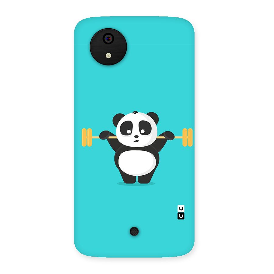 Cute Weightlifting Panda Back Case for Micromax Canvas A1