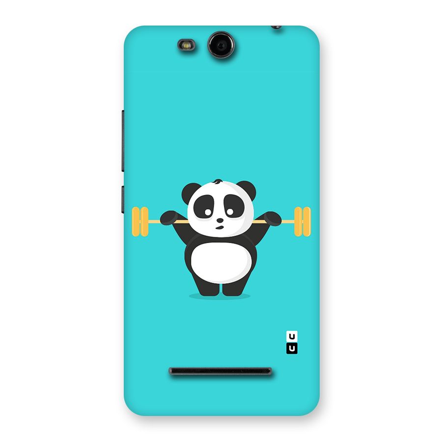 Cute Weightlifting Panda Back Case for Micromax Canvas Juice 3 Q392