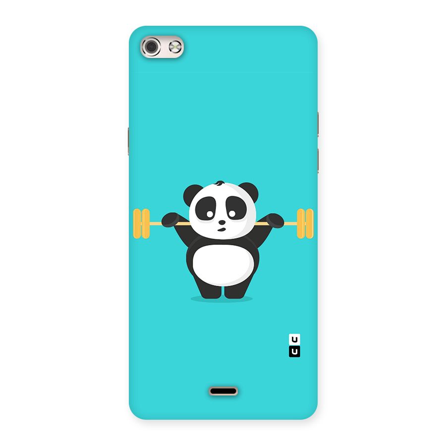 Cute Weightlifting Panda Back Case for Micromax Canvas Silver 5