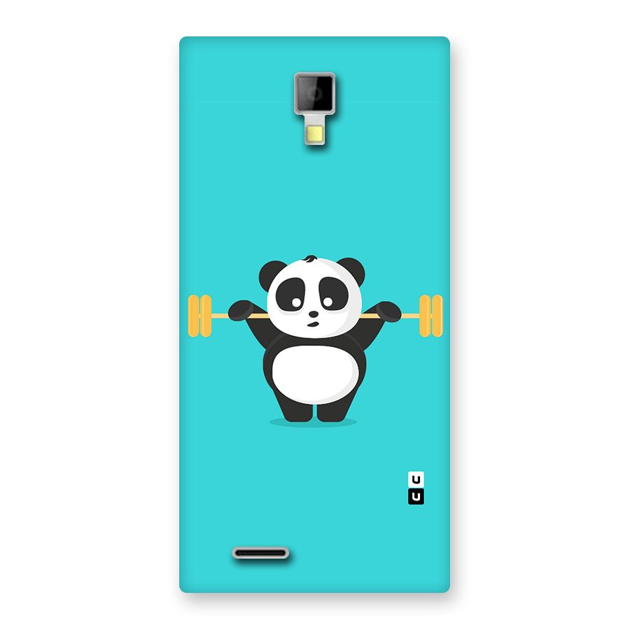 Cute Weightlifting Panda Back Case for Micromax Canvas Xpress A99