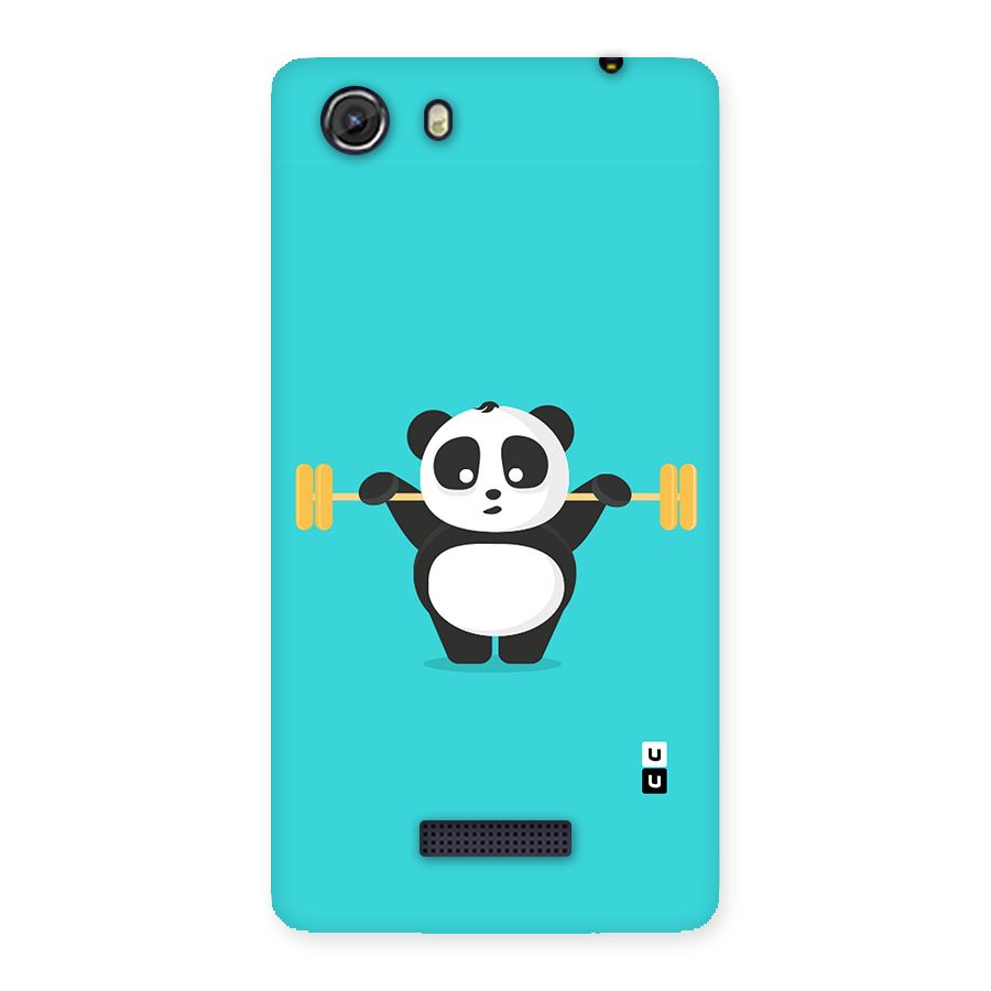 Cute Weightlifting Panda Back Case for Micromax Unite 3