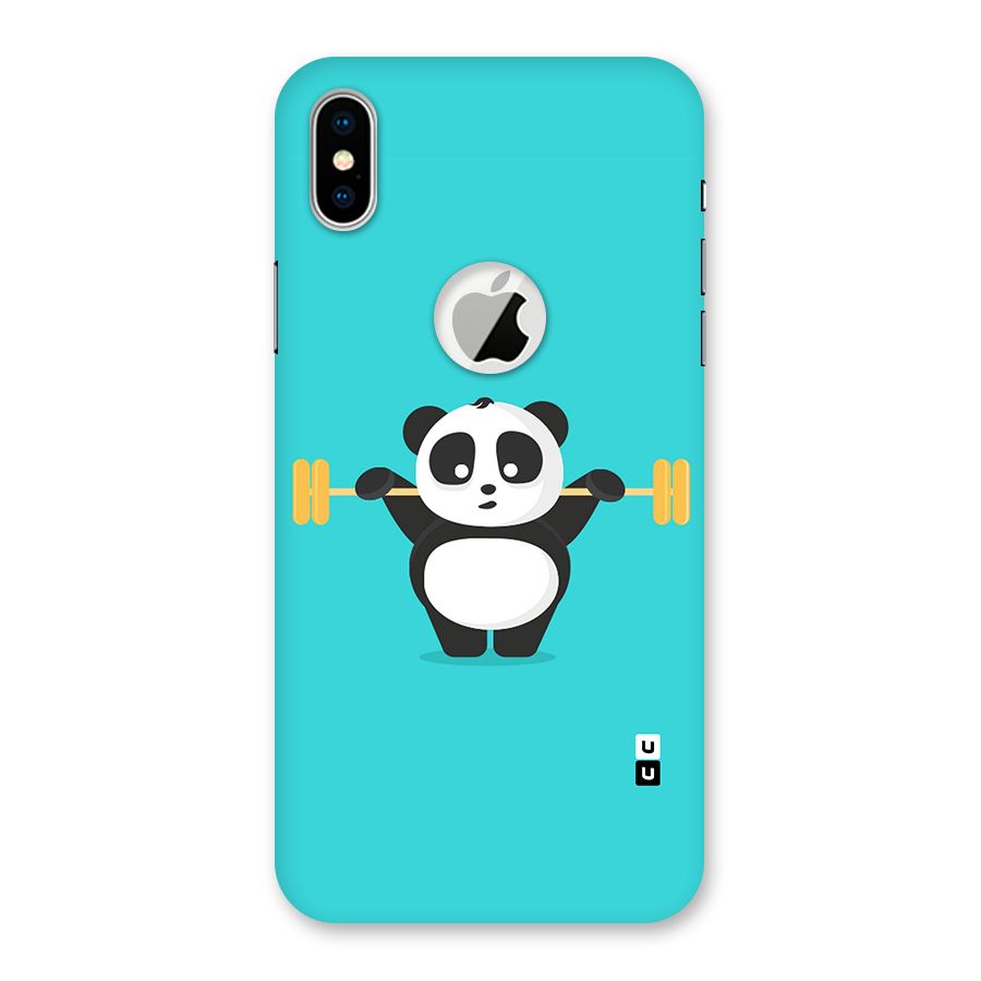 Cute Weightlifting Panda Back Case for iPhone X Logo Cut