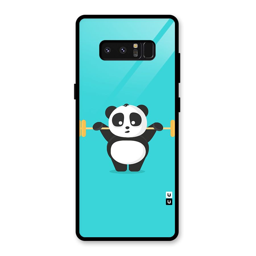 Cute Weightlifting Panda Glass Back Case for Galaxy Note 8
