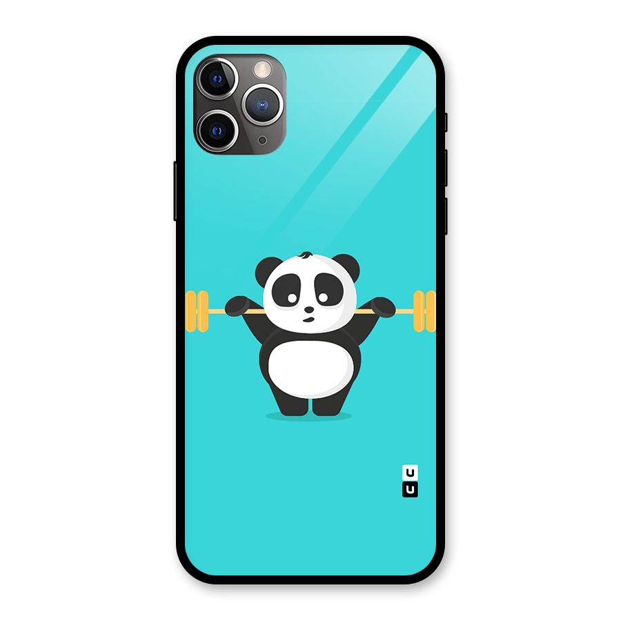 Cute Weightlifting Panda Glass Back Case for iPhone 11 Pro Max