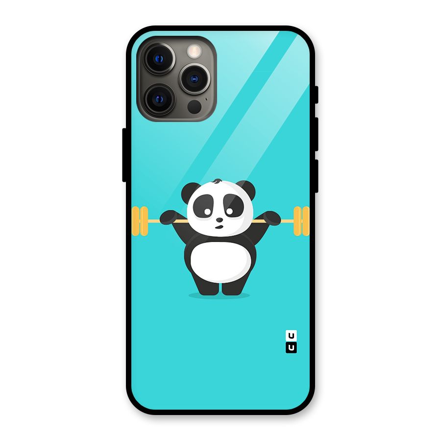 Cute Weightlifting Panda Glass Back Case for iPhone 12 Pro Max
