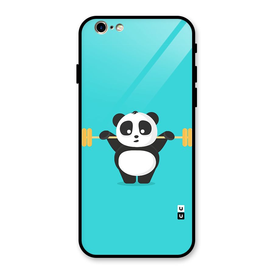 Cute Weightlifting Panda Glass Back Case for iPhone 6 6S