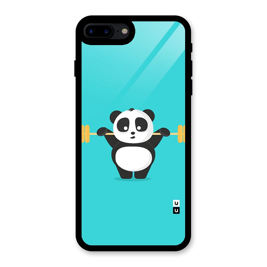 Cute Weightlifting Panda Glass Back Case for iPhone 7 Plus