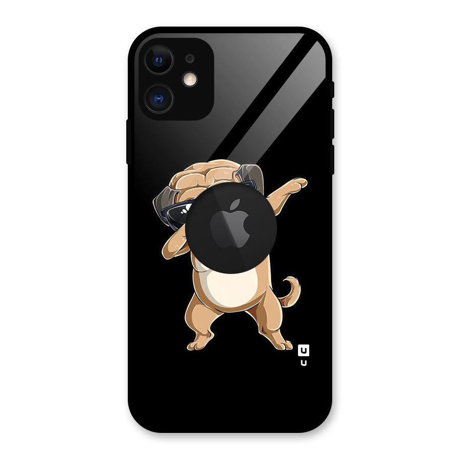 Dab Cool Dog Glass Back Case for iPhone 11 Logo Cut