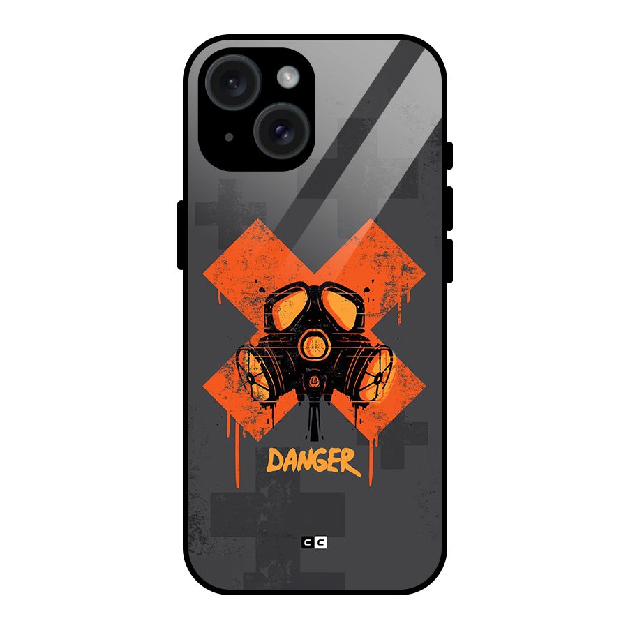Danger Mask Glass Back Case for iPhone 15